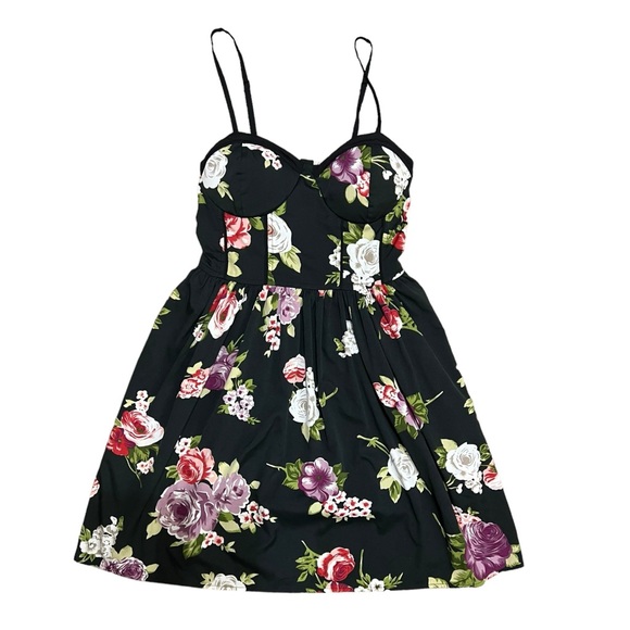 Band of Gypsies Floral Bustier Corset Spaghetti Strap Sundress Roses Black Small - Picture 11 of 11